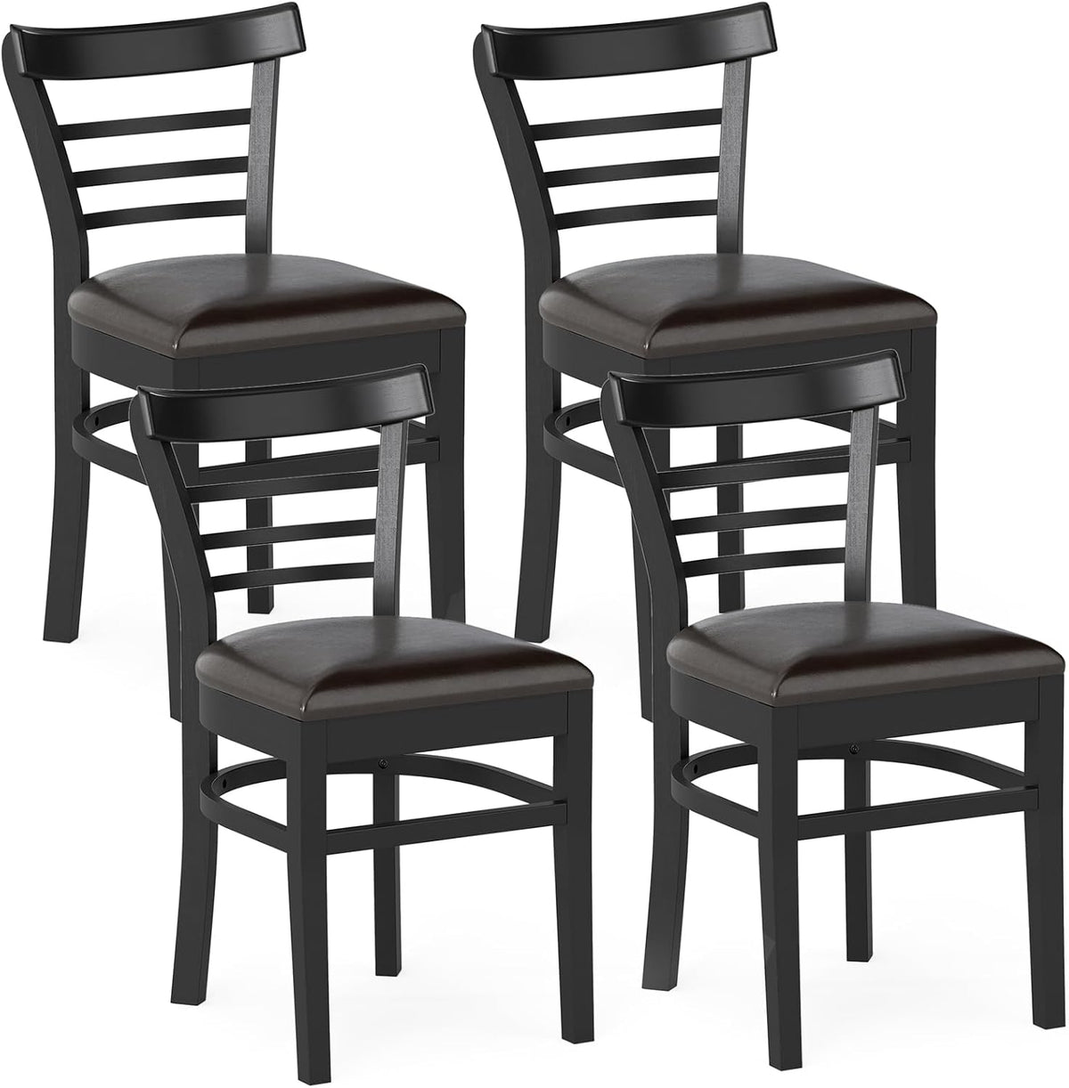 Goflame Wooden Dining Chairs Set PU Leather Upholstered Kitchen Chair w/Rubber Wood Legs