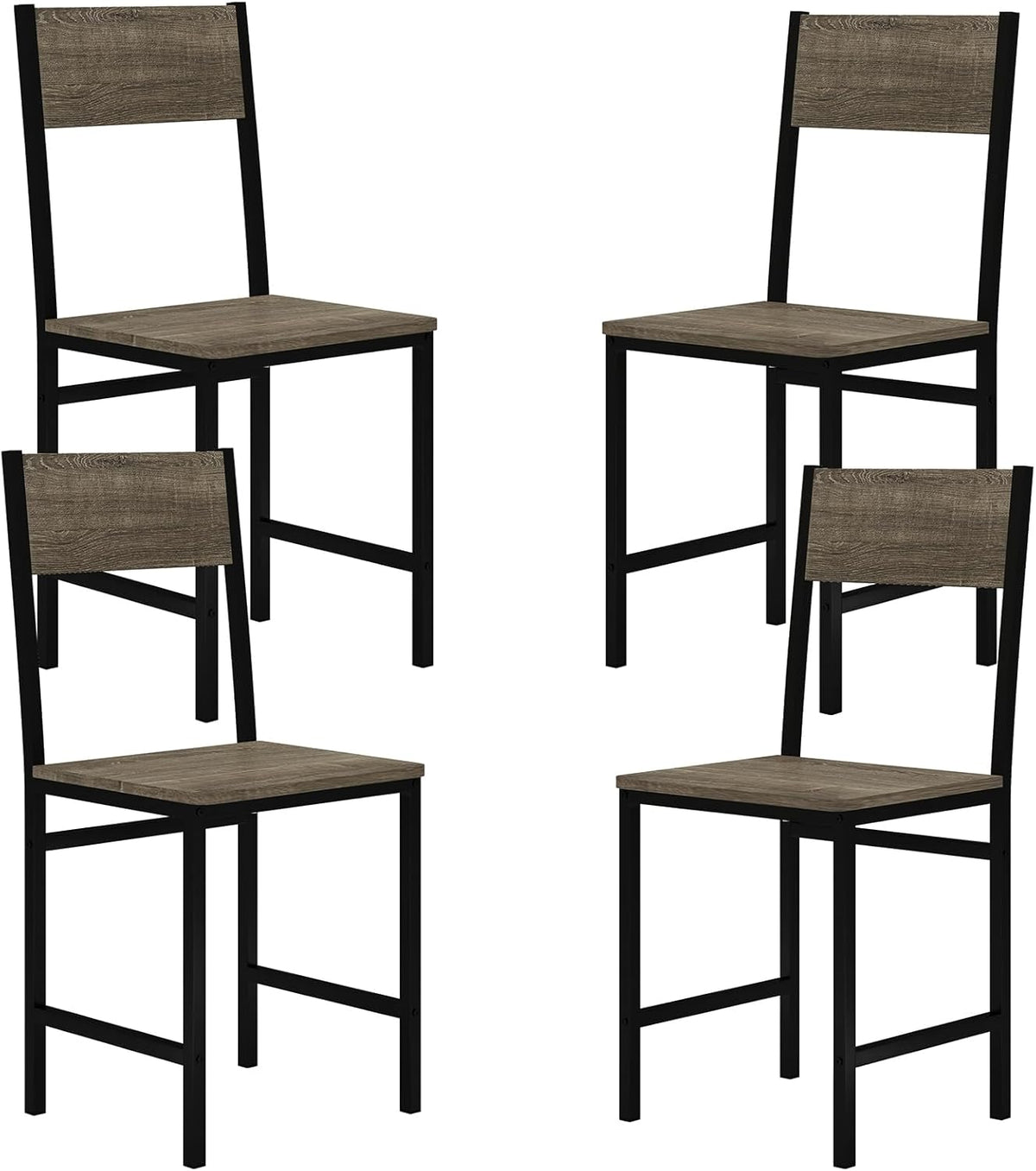 Goflame Dining Chairs Set, Industrial Kitchen Chairs with Metal Legs, Slanted Back
