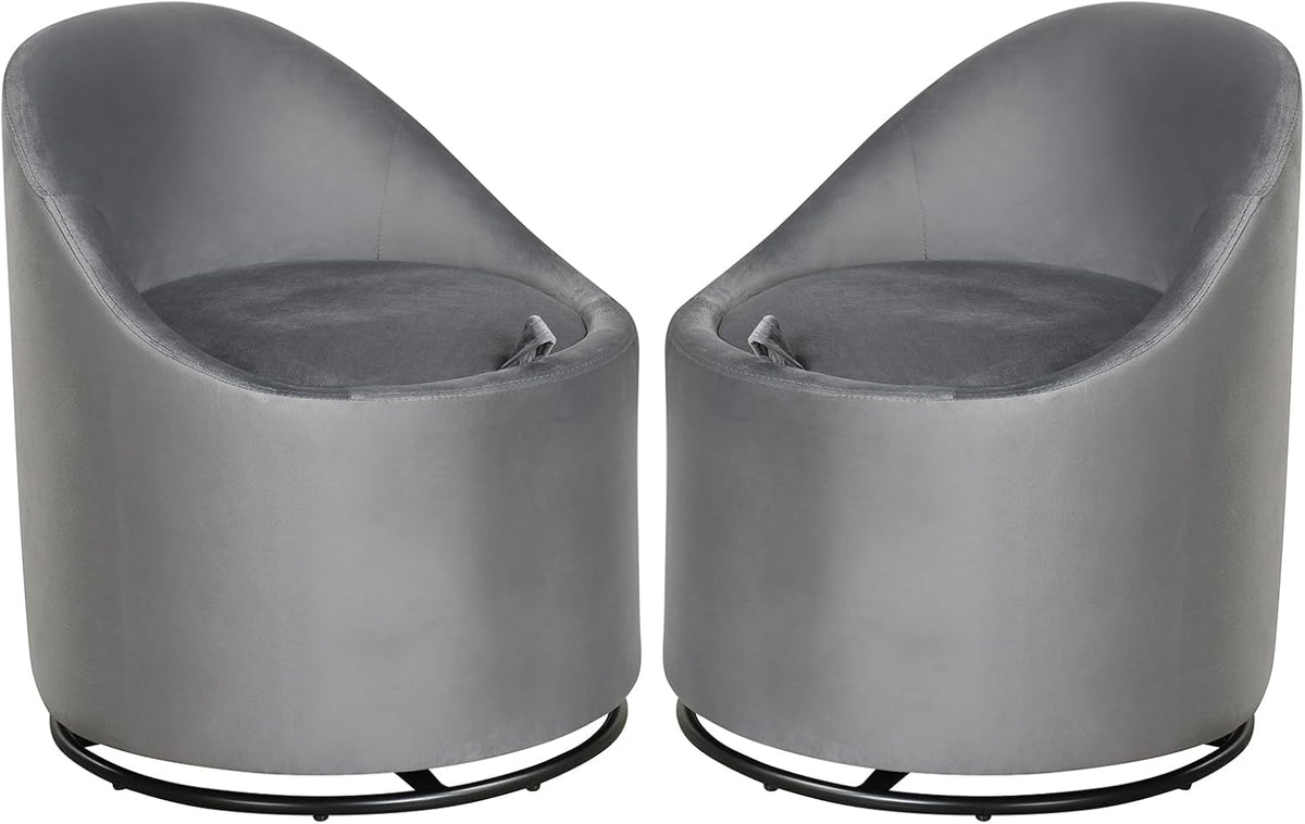 Goflame Swivel Accent Chair with Storage, 360° Upholstered Vanity Chair with Backrest