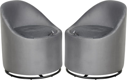 Goflame Swivel Accent Chair with Storage, 360° Upholstered Vanity Chair with Backrest