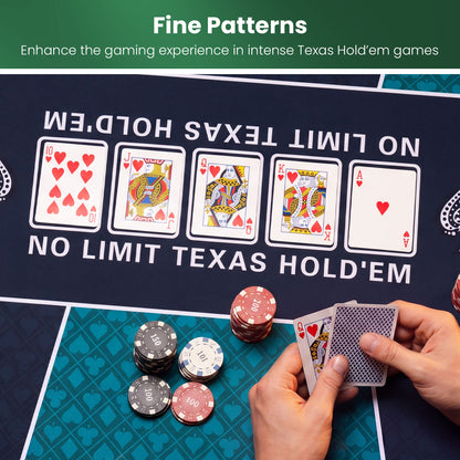 70 x 35 Inch Poker Table Mat for 10 Players, Portable Texas Hold’em Poker Table Top with Non-slip Rubber Backing