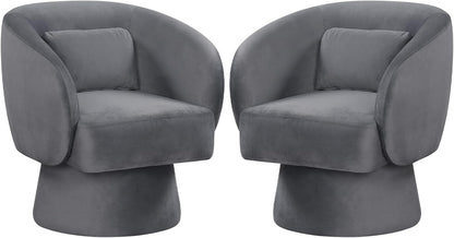 Goflame Swivel Accent Chair Upholstered Barrel Chair with Curved Back & Removable Lumbar Pillow