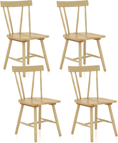 Goflame Windsor Chairs, Armless Dining Chairs with Solid Rubber Wood Frame