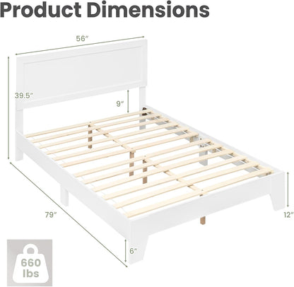 Goflame Twin/Full/Queen Size Wooden Bed Frame with Wood Slat Support