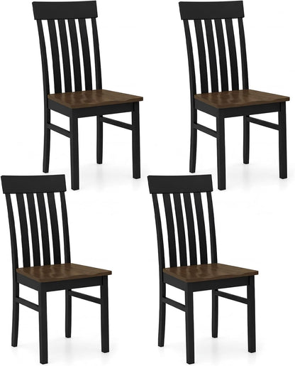 Goflame Wooden Dining Chairs Set of 2/4 with Hollowed Backrests & Rubber Wood Seats