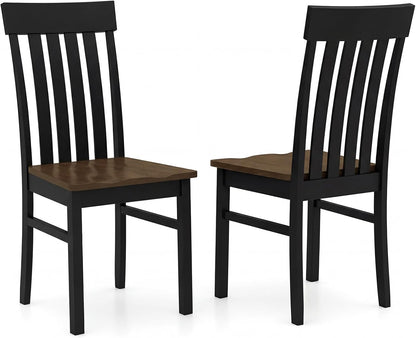 Goflame Wooden Dining Chairs Set of 2/4 with Hollowed Backrests & Rubber Wood Seats