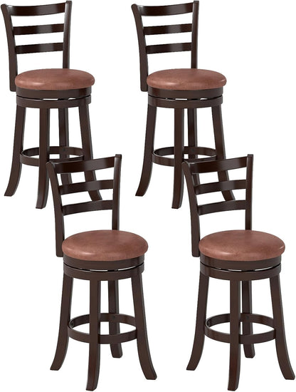 Goflame 26" Counter Height Swivel Barstools Set of 2/4 with Faux Leather Seat and Wrap-around Footrest
