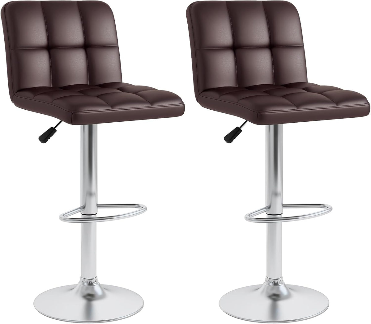 Goflame Swivel Bar Stools Set of 2/4, Upholstered Counter Height Bar Chairs with Back