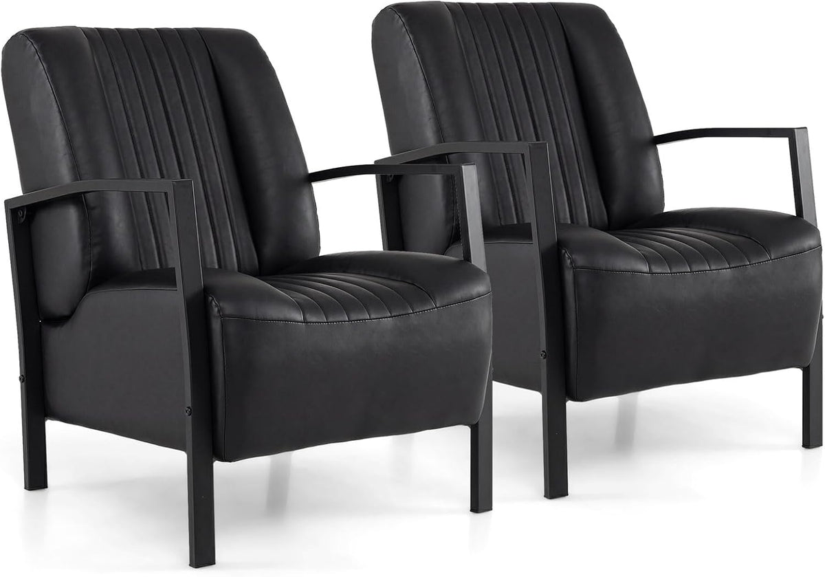 Goflame PU Leather Upholstered Armchair with Padded Seat & Back (1/2)