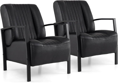 Goflame PU Leather Upholstered Armchair with Padded Seat & Back (1/2)