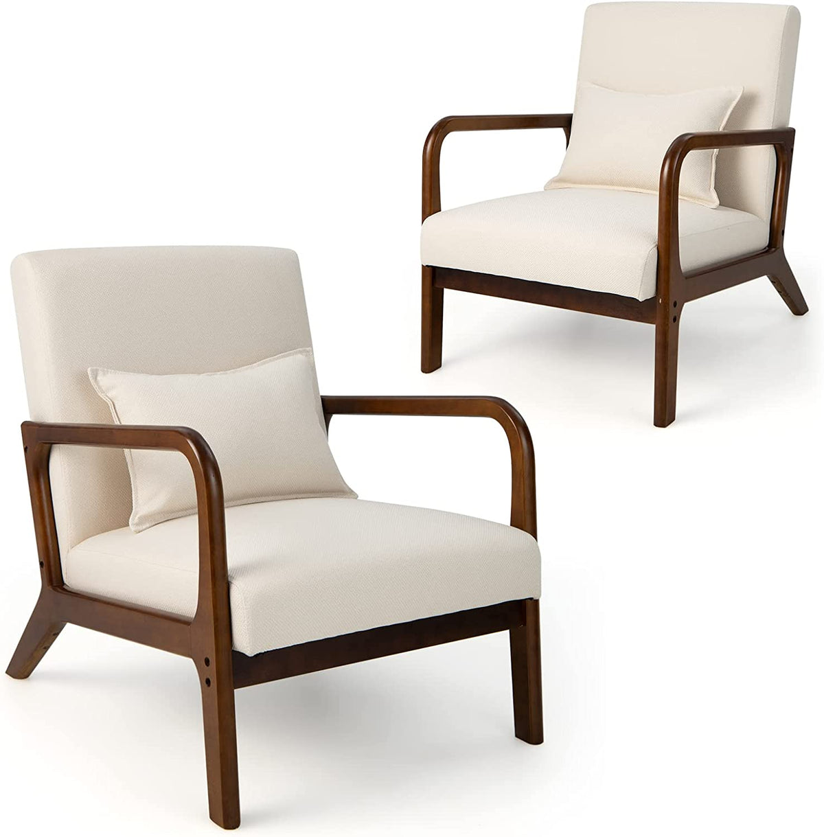 Goflame Modern Accent Chair with Pillow - Comfy Upholstered Lounge Armchair with Anti-Slip Felt Pads