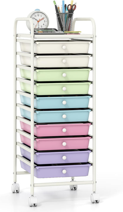 Goflame Rolling Storage Cart on Wheels with 10 Drawers