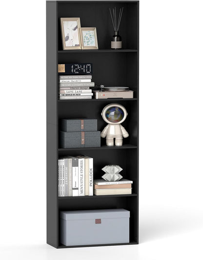 Goflame 5-Tier Bookshelf Freestanding Bookcase with 5 Open Shelf