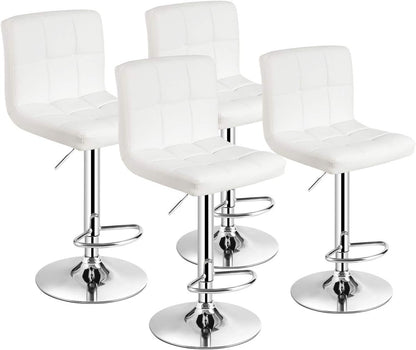 Goflame Bar Stool, Modern Swivel Adjustable Armless Barstools, Square Counter Height PU Leather Bar Stools