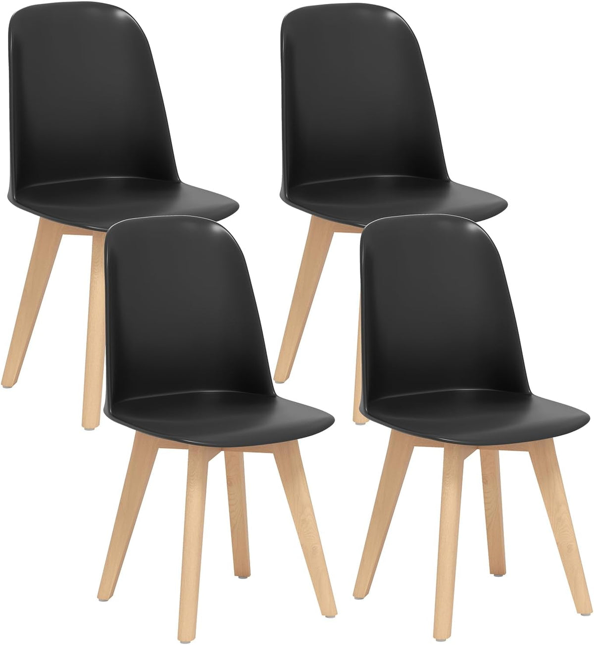Goflame Modern Dining Chairs Set of 2/4 Armless Kitchen Chair w/Solid Beech Wood Legs