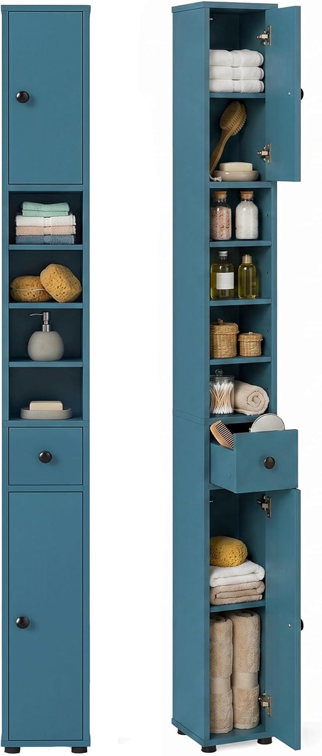 Goflame Slim Bathroom Storage Cabinet - 71" Tall Narrow Floor Cabinet Cupboard with 2 Doors