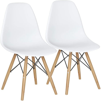 Pre Assembled Mid Century Modern Dining Chairs Set of 2, White - Goflameus