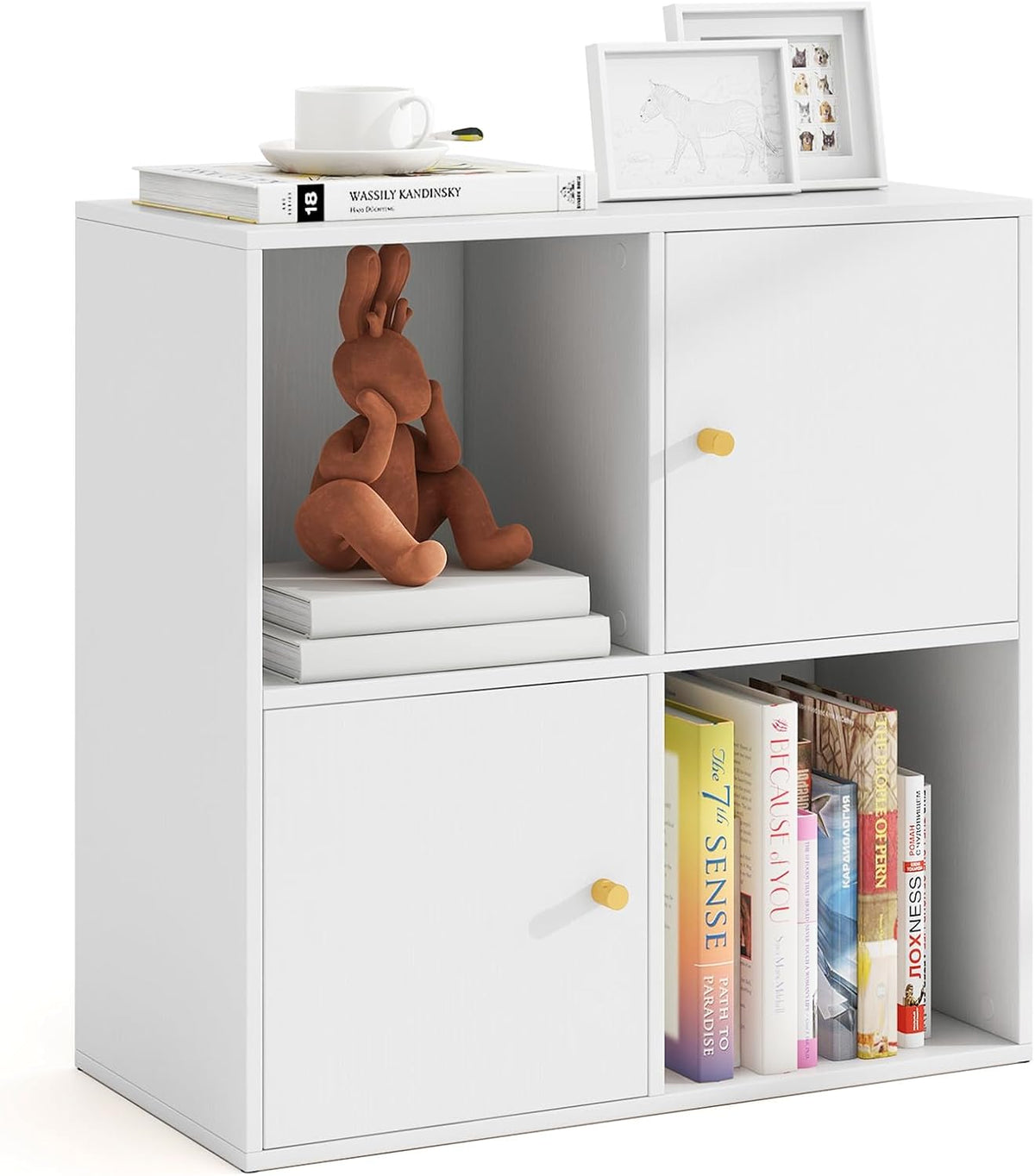 Goflame 4 Cube Bookcase | 2-Tier Freestanding Book Shelf with Open Compartments