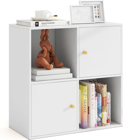 Goflame 4 Cube Bookcase | 2-Tier Freestanding Book Shelf with Open Compartments