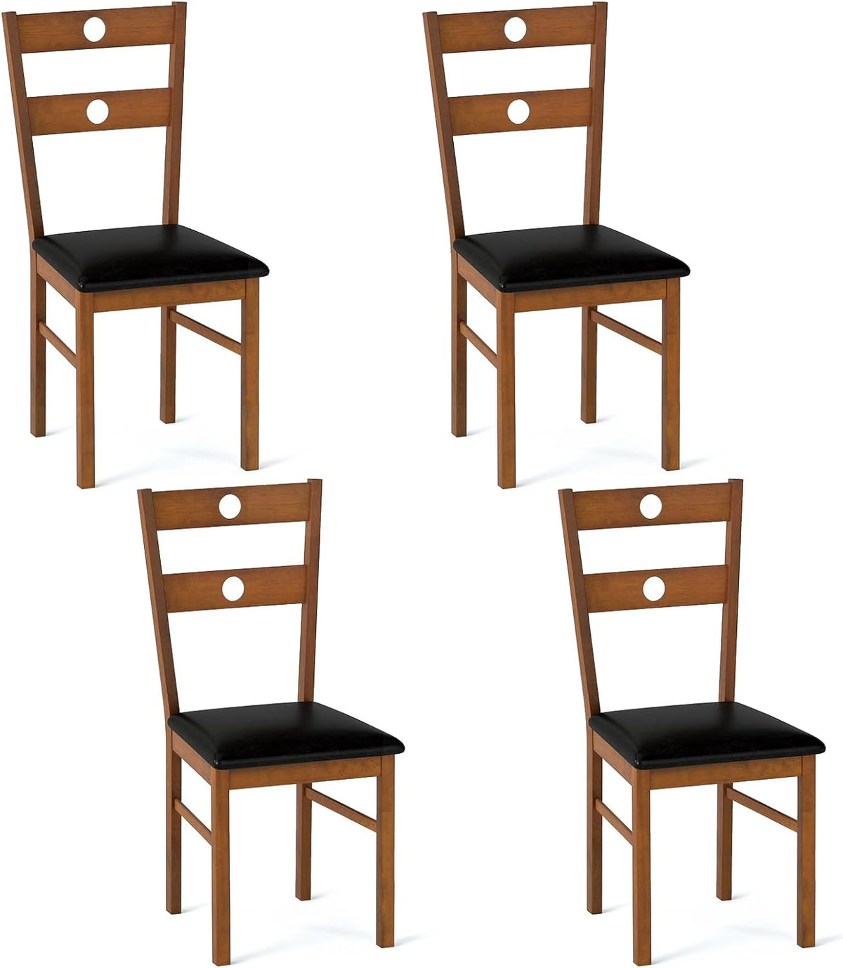 Goflame PU Leather Upholstered Kitchen Chairs w/Hollowed Backrest & Padded Seat