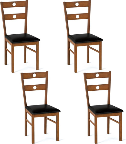 Goflame PU Leather Upholstered Kitchen Chairs w/Hollowed Backrest & Padded Seat