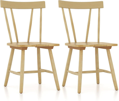 Goflame Windsor Chairs, Armless Dining Chairs with Solid Rubber Wood Frame