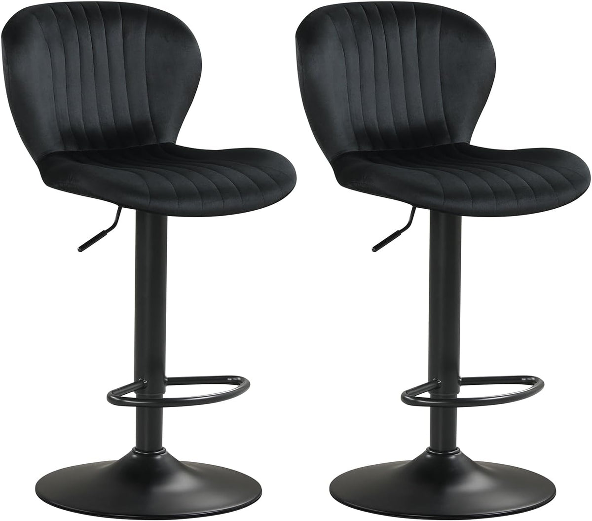 Goflame Bar Stools Set of 2/4 | Adjustable Counter Height Chairs with Velvet Upholstered Backrests