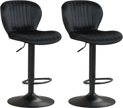 Goflame Bar Stools Set of 2/4 | Adjustable Counter Height Chairs with Velvet Upholstered Backrests