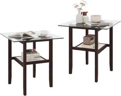 Goflame Small Coffee Table 24" Glass End Table