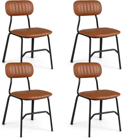 Goflame Metal Dining Chairs PU Leather Upholstered Kitchen Chairs | Modern Dining Room Chair w