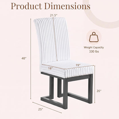 Goflame Upholstered Dining Chairs Set of 2, Kitchen Chairs with High Back | Modern Dining Room Chairs with Fabric Channel Back & Seat
