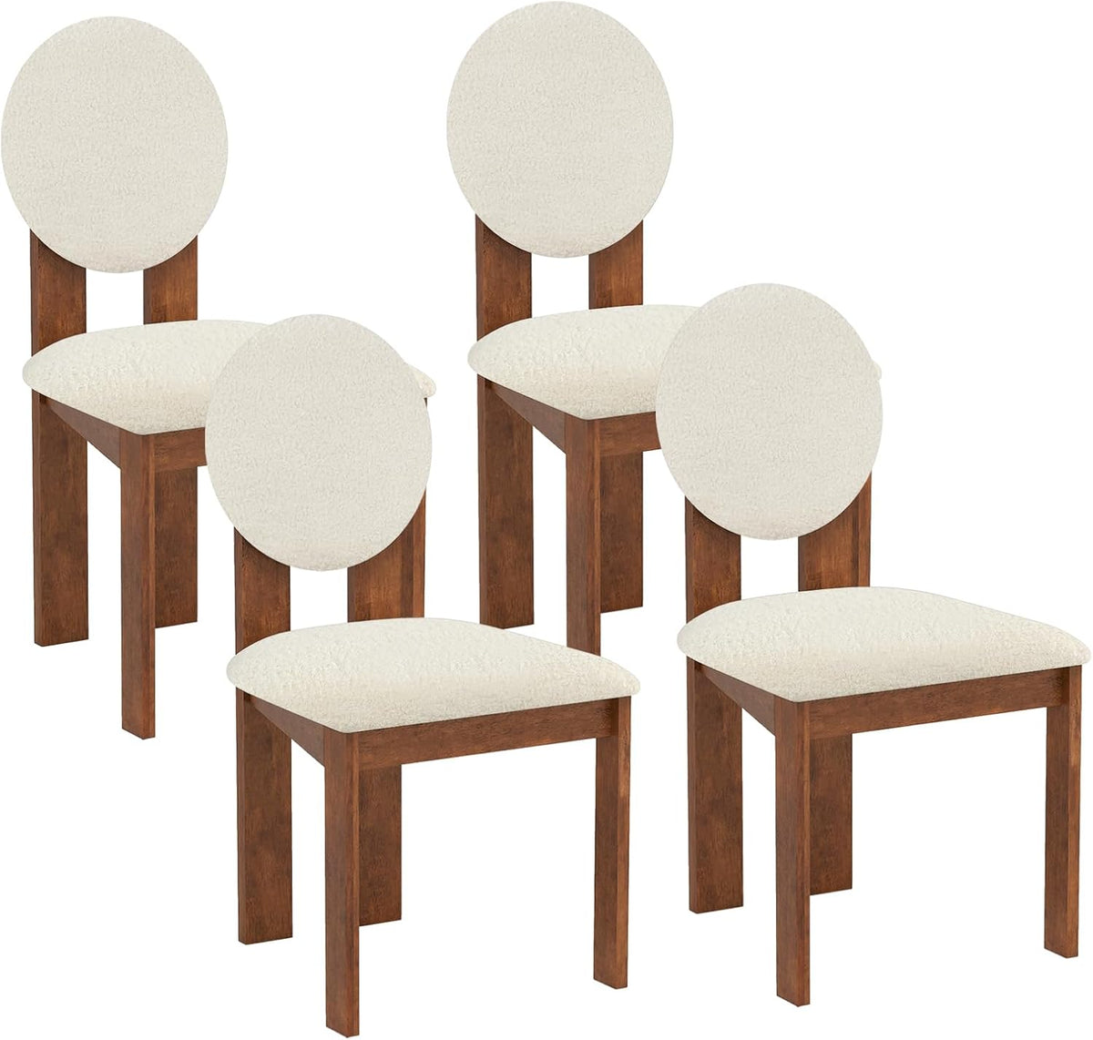 Goflame Sherpa Dining Chairs Set of 2/4 Mid Century Modern Kitchen Chairs w/Rubber Wood Legs