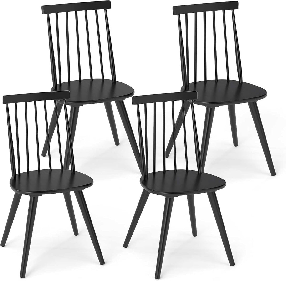 Goflame Windsor Dining Chairs Set of 2/4 Farmhouse Wooden Black Kitchen Chairs