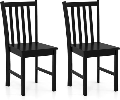 Goflame Wooden Dining Chairs Set of 2/4-100% Solid Rubber Wood Kitchen Chair with Curved Backrest