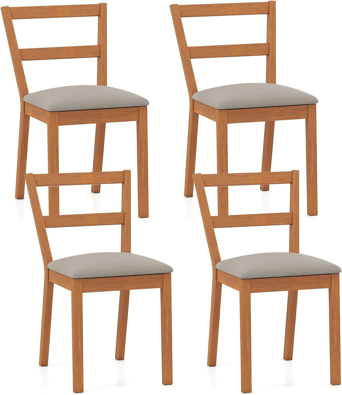 Goflame Wooden Dining Chairs Set of 2/4 Farmhouse Upholstered Kitchen Chairs with Rubber Wood Legs & Fabric Padded Seat