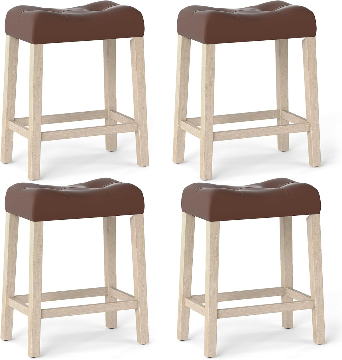 Goflame 24" Bar Stools Set of 2/4, Upholstered Counter Height Saddle Bar Stools