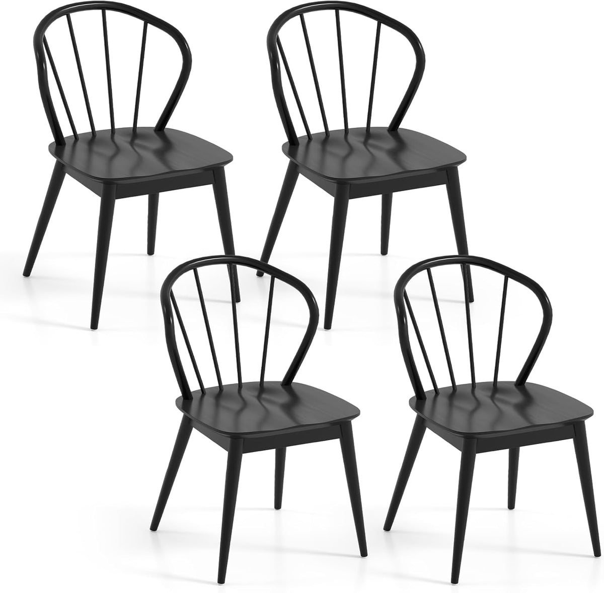 Goflame Wooden Dining Chairs Set of 2/4, Windsor Kitchen Chairs w/High Spindle Back & Rubber Wood Legs