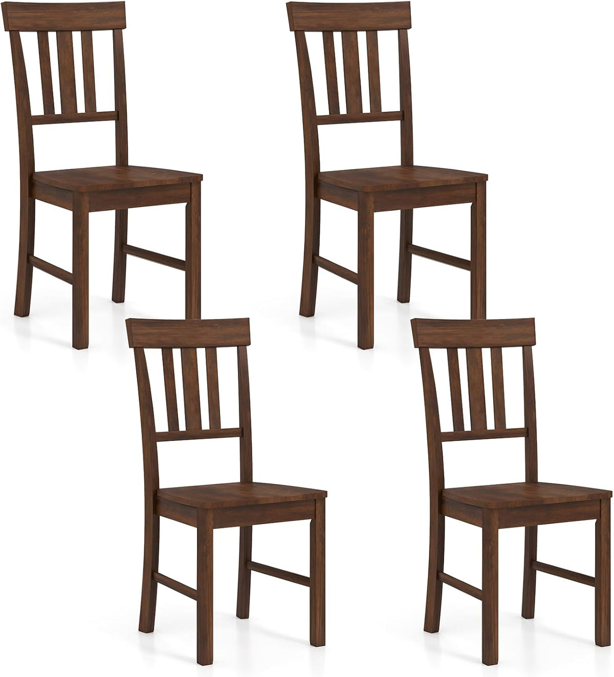 Goflame Wooden Dining Chairs Set of 2/4 with Slat Back & Contoured Seat