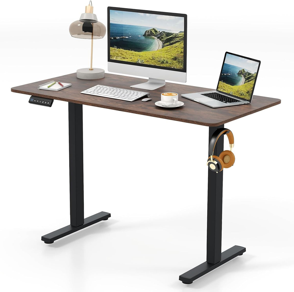 Goflame Electric Standing Desk 48" x 24" Ergonomic Height Adjustable Sit to Stand Desk with 3 Memory Preset