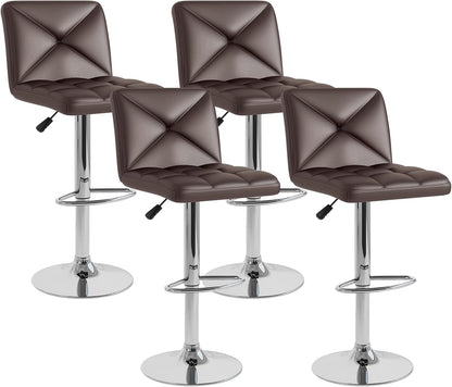 Goflame Bar Stools Set of 2/4, Modern PU Leather Swivel Counter Height Bar Stools with Back