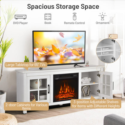 58" Fireplace TV Stand for TVs up to 65 Inches, Wooden TV Console with 18” Electric Fireplace Insert