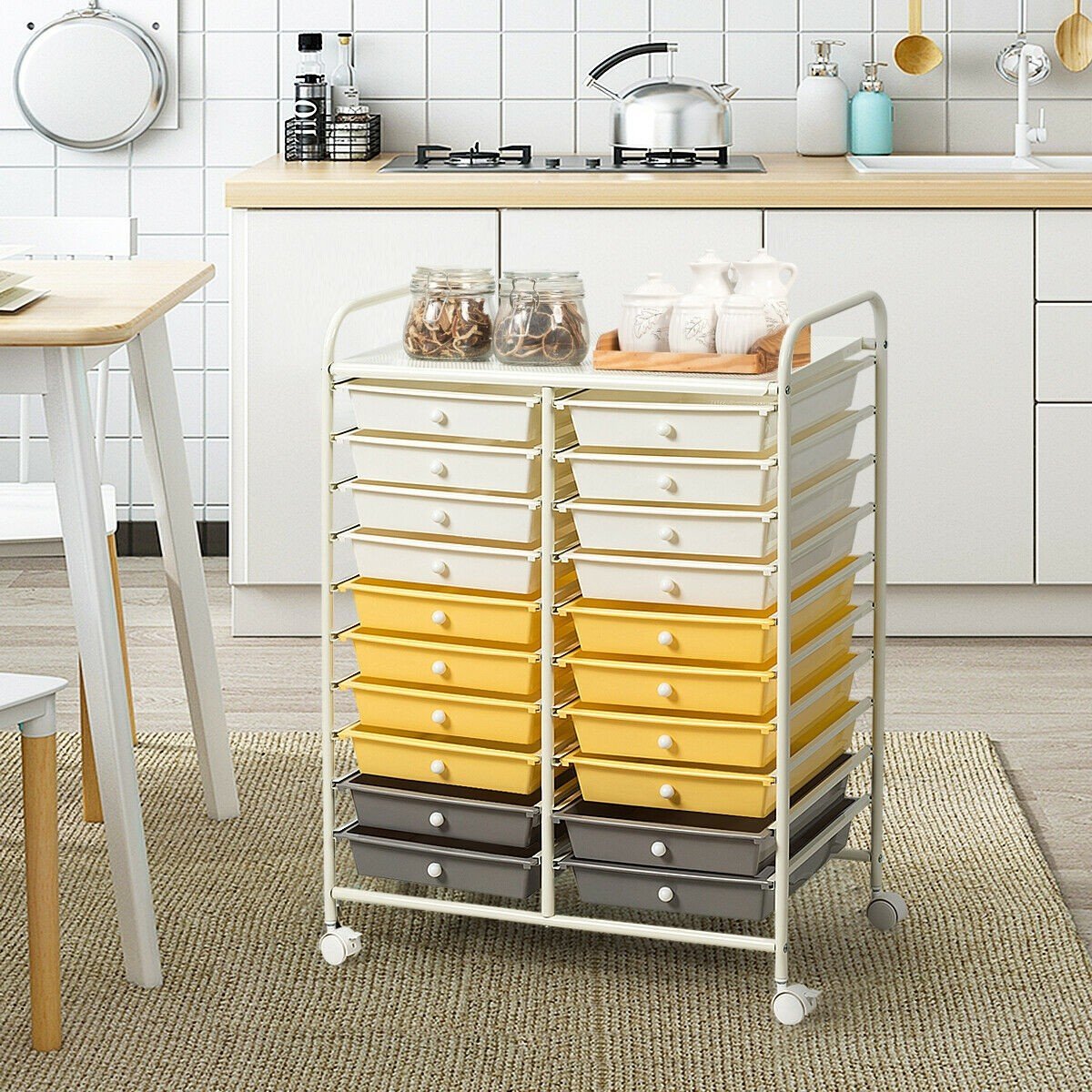 Goflame Storage Drawer Carts, 20-Drawer Organizer, Utility Cart on Wheels