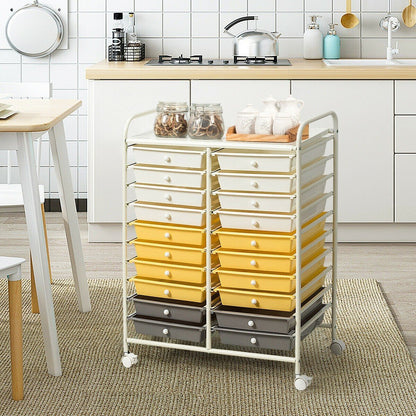 Goflame Storage Drawer Carts, 20-Drawer Organizer, Utility Cart on Wheels