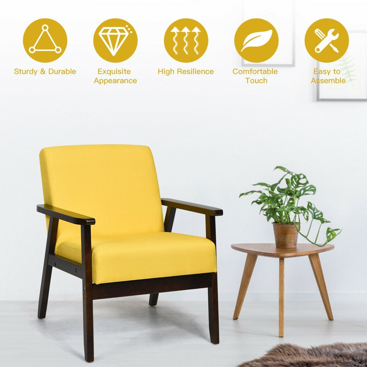 Mid-Century Modern Accent Chair for Living Room - Goflameus