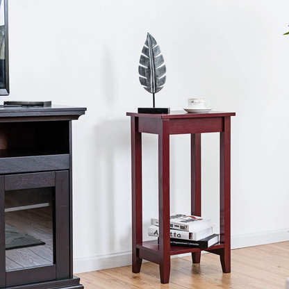 Goflame Narrow Telephone Table with Shelf and Legs for Small Spaces, Espresso