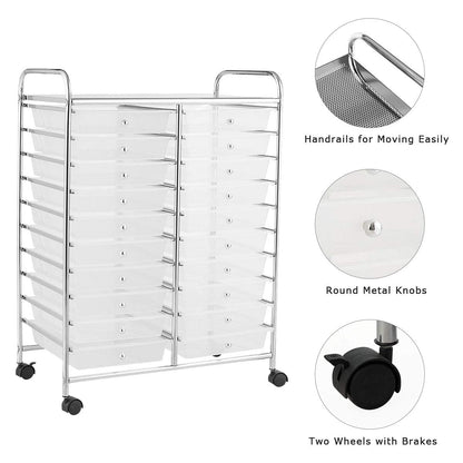 Goflame Storage Drawer Carts, 20-Drawer Organizer, Utility Cart on Wheels