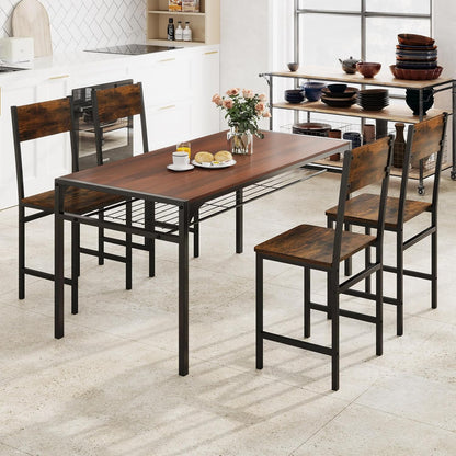 Goflame Dining Chairs Set, Industrial Kitchen Chairs with Metal Legs, Slanted Back