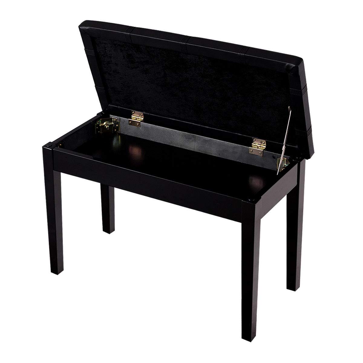 Goflame Wooden Duet Piano Bench with Padded Cushion and Music Storage