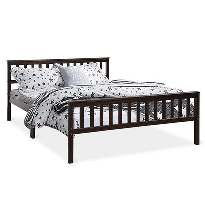 Goflame Queen Size Wood Slats Great Support with Six Legs, No Box Spring Needed, Antique Espresso
