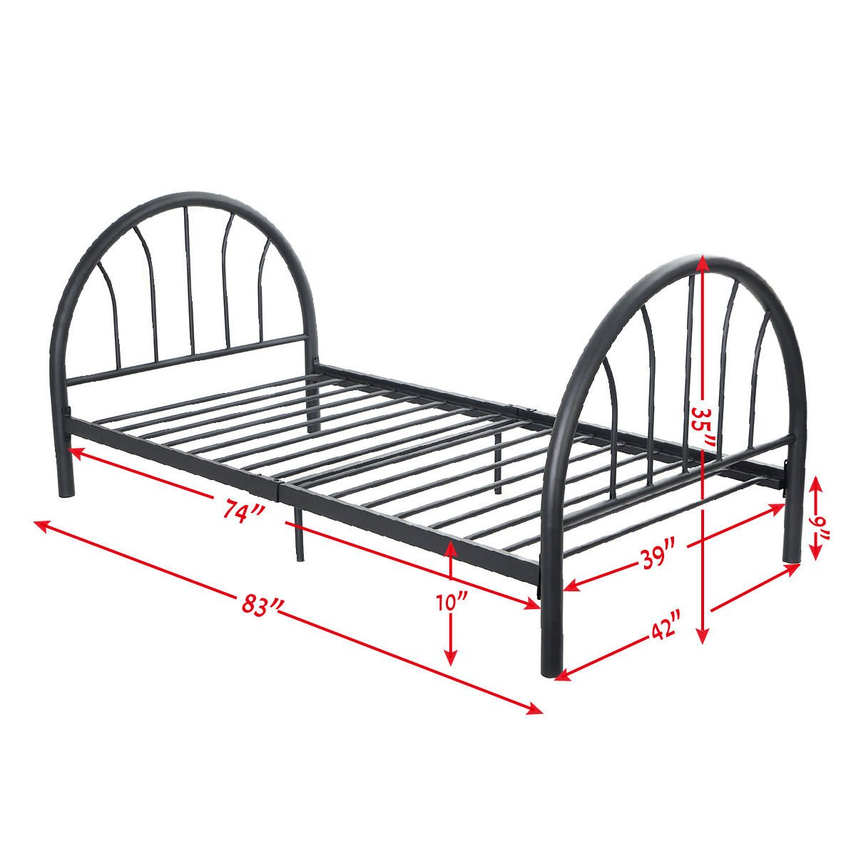 Goflame 83" x 42" x 35" Metal Bed Platform Frame Twin Size Bedroom Home Furniture
